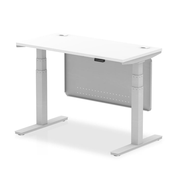 OE - Air Height Adjustable Slimline Desk with Cable Ports with Steel Modesty Panel