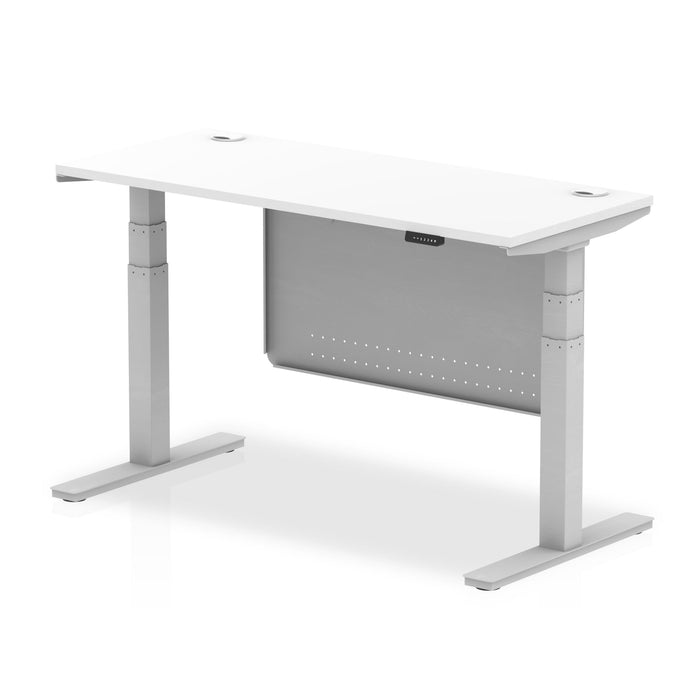 OE - Air Height Adjustable Slimline Desk with Cable Ports with Steel Modesty Panel