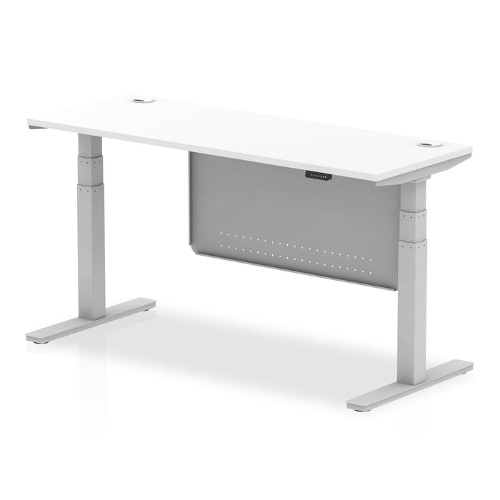 OE - Air Height Adjustable Slimline Desk with Cable Ports with Steel Modesty Panel