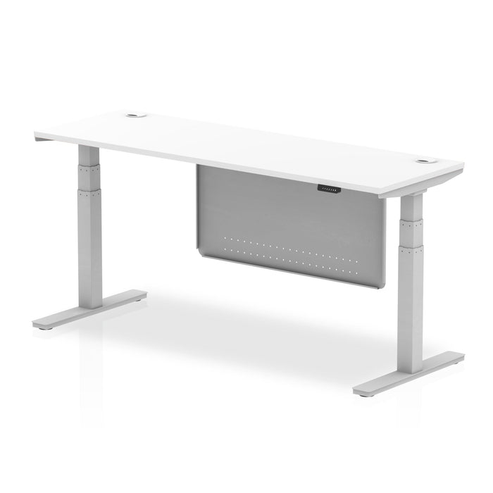 OE - Air Height Adjustable Slimline Desk with Cable Ports with Steel Modesty Panel