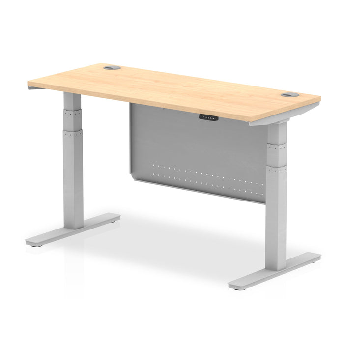 OE - Air Height Adjustable Slimline Desk with Cable Ports with Steel Modesty Panel