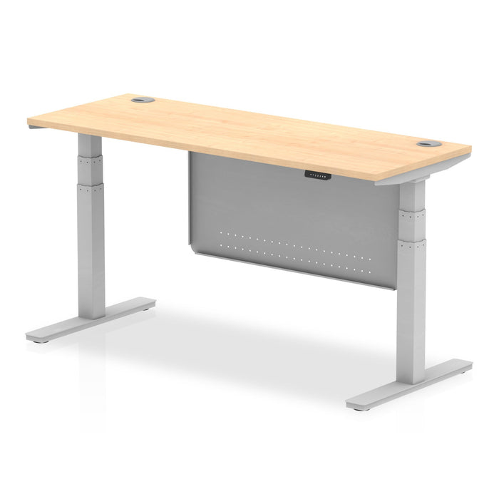 OE - Air Height Adjustable Slimline Desk with Cable Ports with Steel Modesty Panel