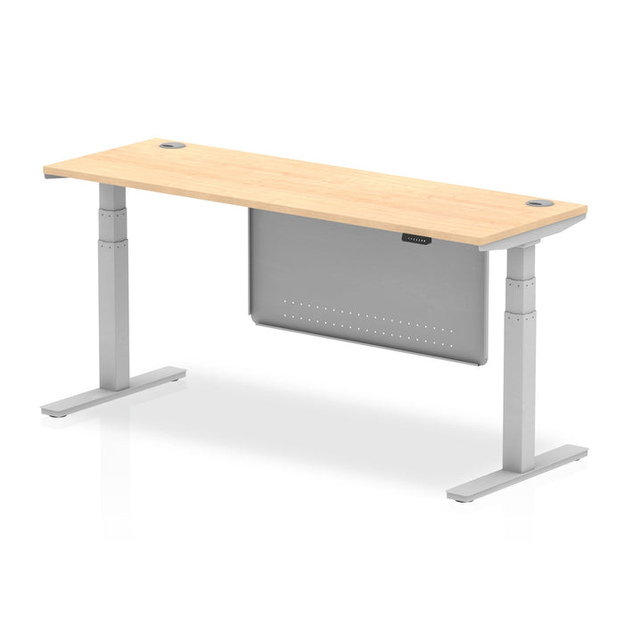 OE - Air Height Adjustable Slimline Desk with Cable Ports with Steel Modesty Panel