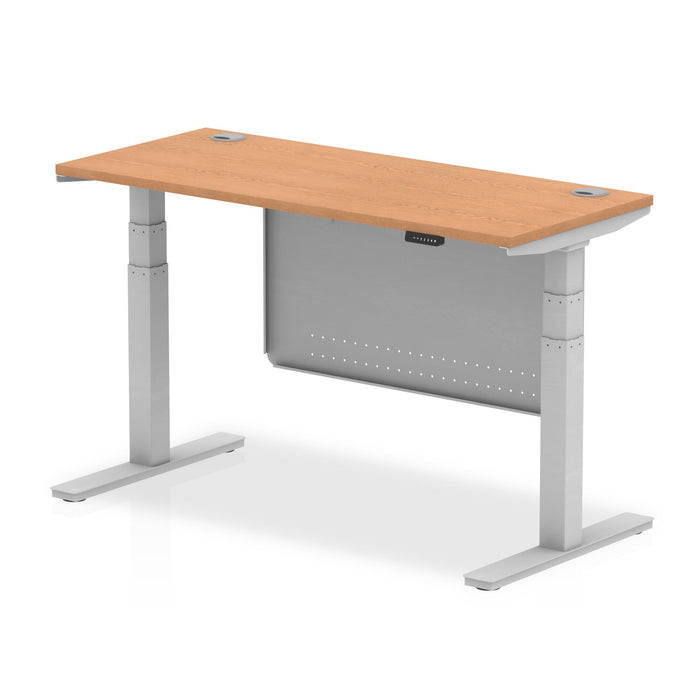 OE - Air Height Adjustable Slimline Desk with Cable Ports with Steel Modesty Panel