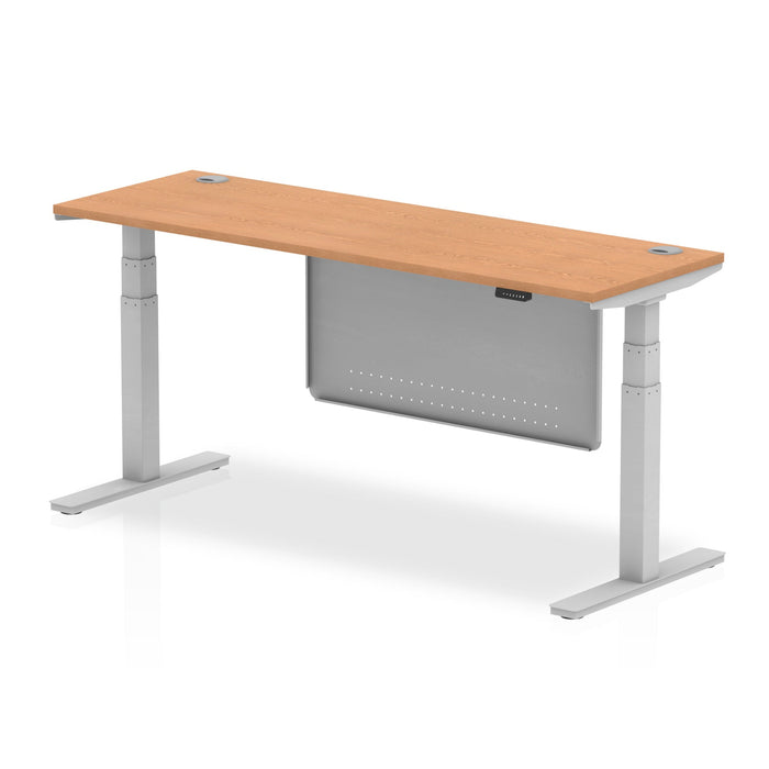OE - Air Height Adjustable Slimline Desk with Cable Ports with Steel Modesty Panel