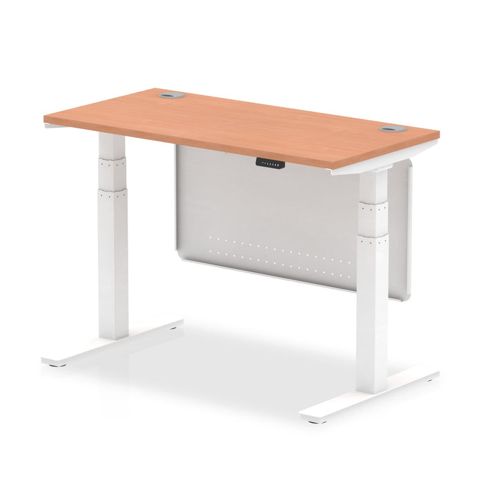 OE - Air Height Adjustable Slimline Desk with Cable Ports with Steel Modesty Panel