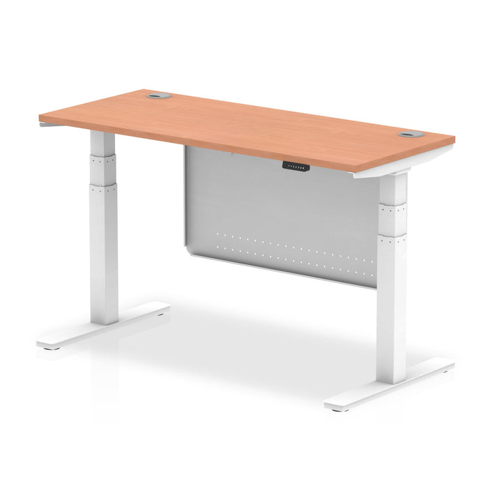 OE - Air Height Adjustable Slimline Desk with Cable Ports with Steel Modesty Panel