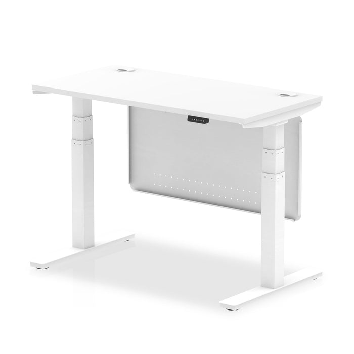 OE - Air Height Adjustable Slimline Desk with Cable Ports with Steel Modesty Panel