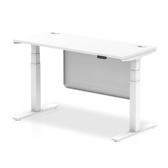 OE - Air Height Adjustable Slimline Desk with Cable Ports with Steel Modesty Panel