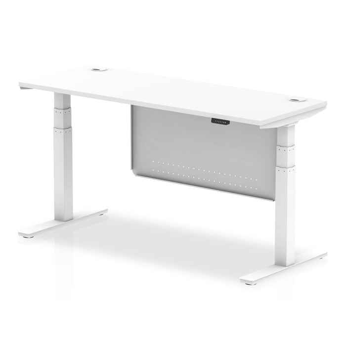 OE - Air Height Adjustable Slimline Desk with Cable Ports with Steel Modesty Panel