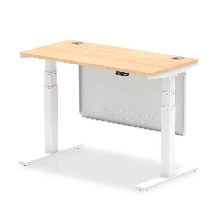 OE - Air Height Adjustable Slimline Desk with Cable Ports with Steel Modesty Panel