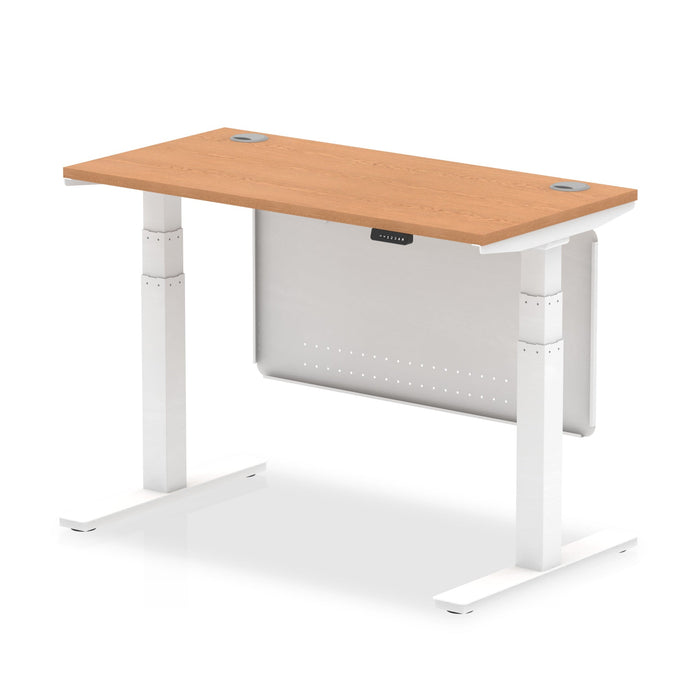OE - Air Height Adjustable Slimline Desk with Cable Ports with Steel Modesty Panel