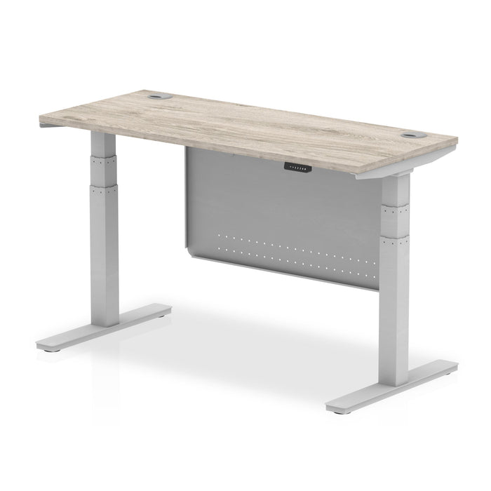 OE - Air Height Adjustable Slimline Desk with Cable Ports with Steel Modesty Panel