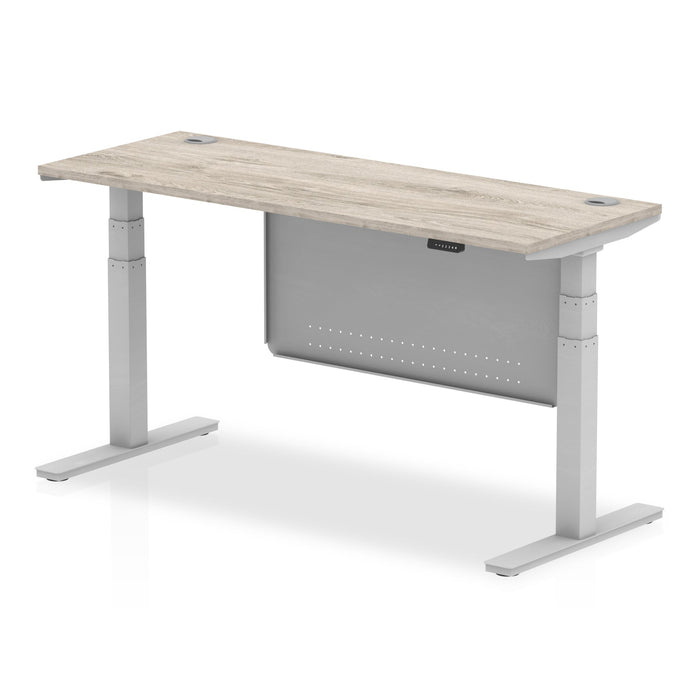OE - Air Height Adjustable Slimline Desk with Cable Ports with Steel Modesty Panel