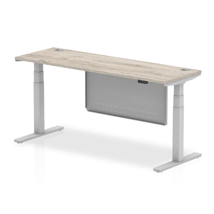 OE - Air Height Adjustable Slimline Desk with Cable Ports with Steel Modesty Panel