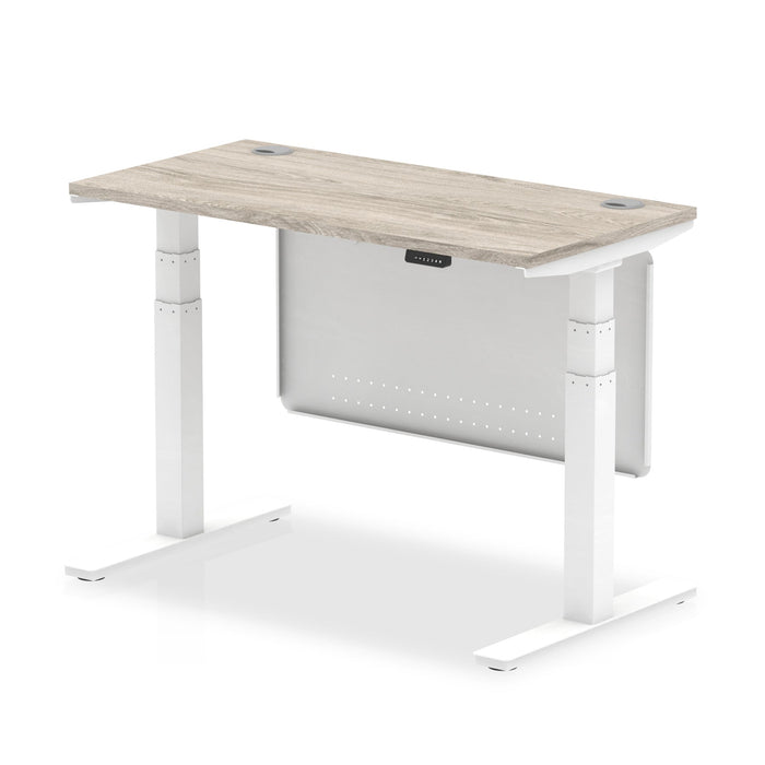 OE - Air Height Adjustable Slimline Desk with Cable Ports with Steel Modesty Panel