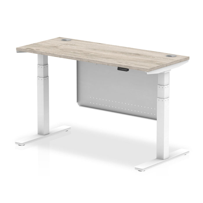 OE - Air Height Adjustable Slimline Desk with Cable Ports with Steel Modesty Panel