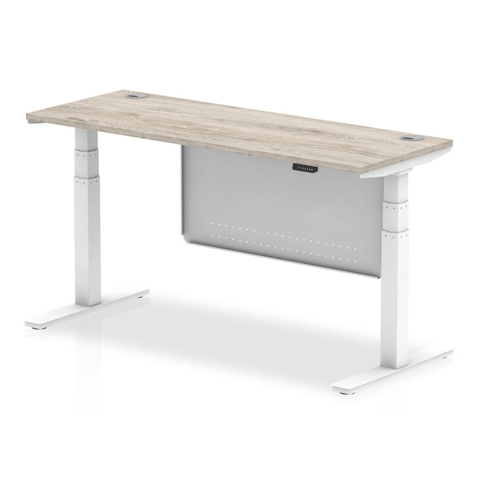 OE - Air Height Adjustable Slimline Desk with Cable Ports with Steel Modesty Panel