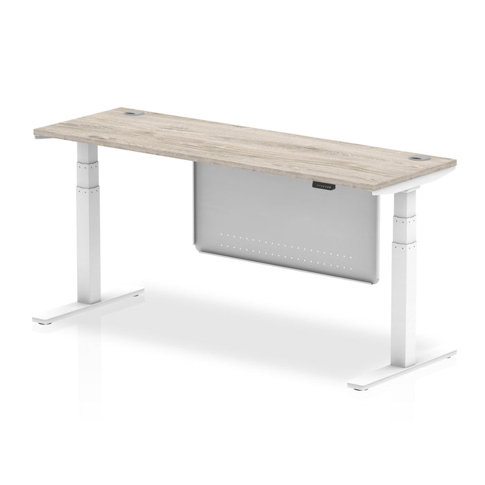 OE - Air Height Adjustable Slimline Desk with Cable Ports with Steel Modesty Panel