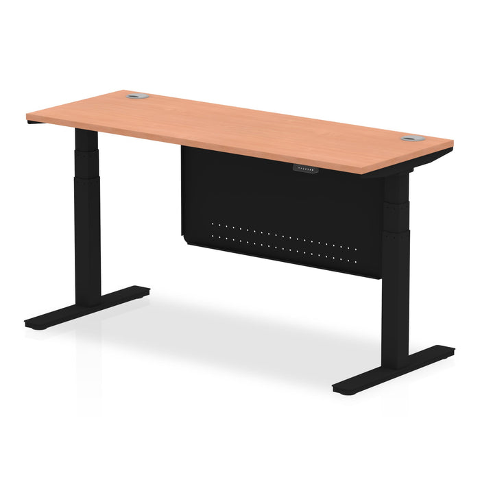 OE - Air Height Adjustable Slimline Desk with Cable Ports with Steel Modesty Panel