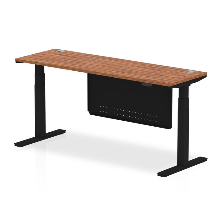 OE - Air Height Adjustable Slimline Desk with Cable Ports with Steel Modesty Panel