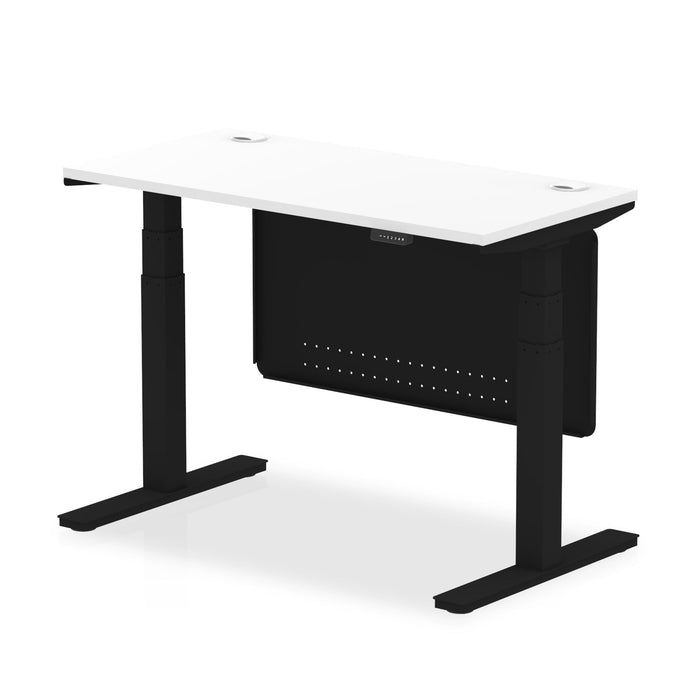 OE - Air Height Adjustable Slimline Desk with Cable Ports with Steel Modesty Panel