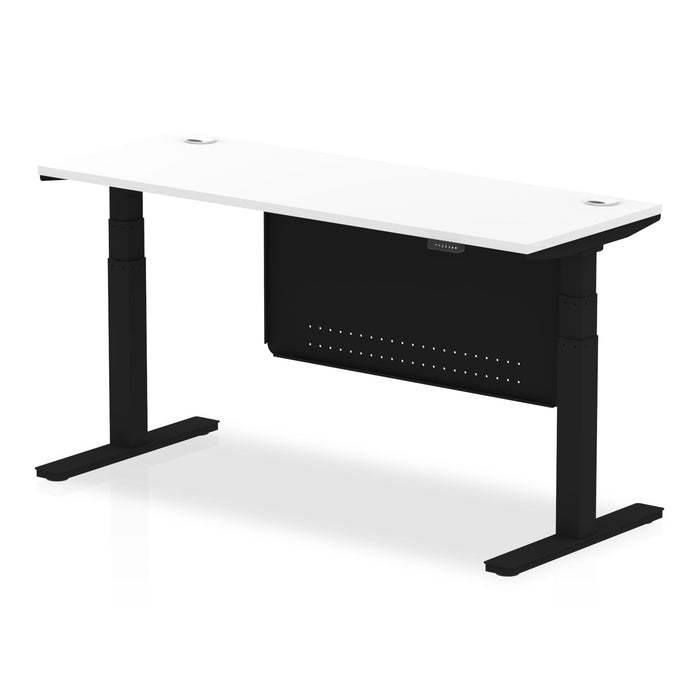 OE - Air Height Adjustable Slimline Desk with Cable Ports with Steel Modesty Panel