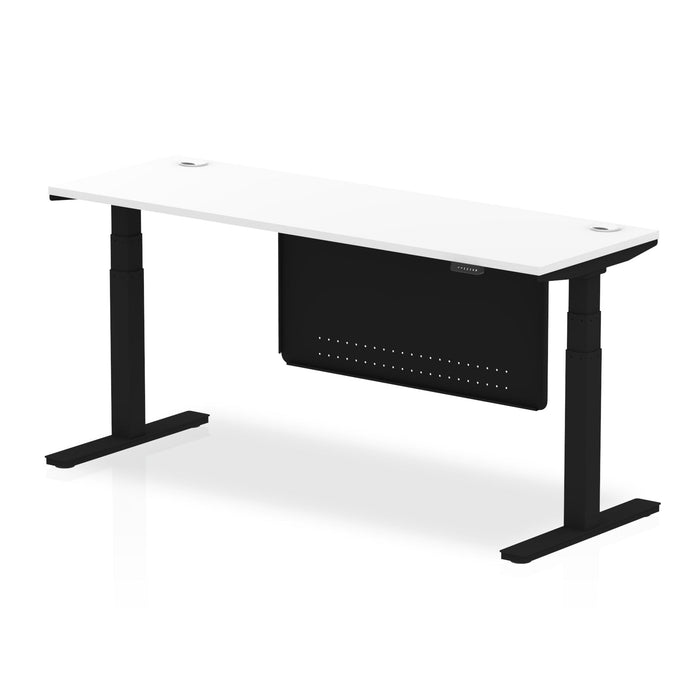 OE - Air Height Adjustable Slimline Desk with Cable Ports with Steel Modesty Panel