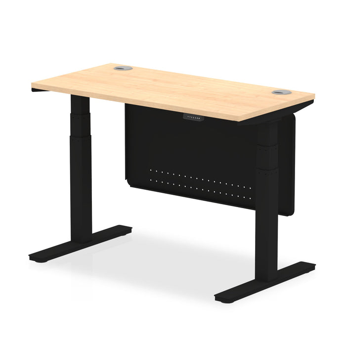 OE - Air Height Adjustable Slimline Desk with Cable Ports with Steel Modesty Panel