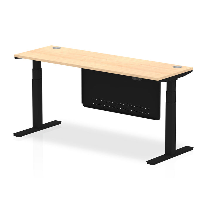 OE - Air Height Adjustable Slimline Desk with Cable Ports with Steel Modesty Panel