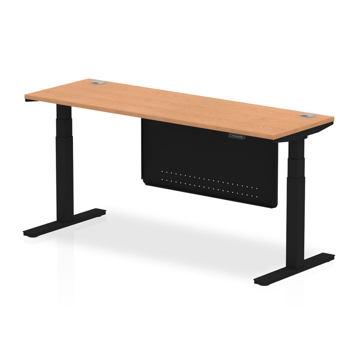 OE - Air Height Adjustable Slimline Desk with Cable Ports with Steel Modesty Panel