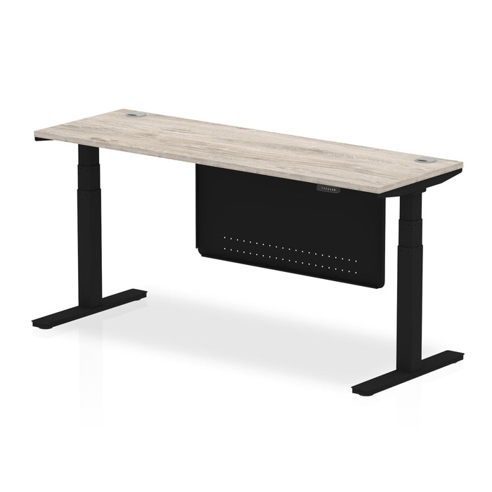 OE - Air Height Adjustable Slimline Desk with Cable Ports with Steel Modesty Panel
