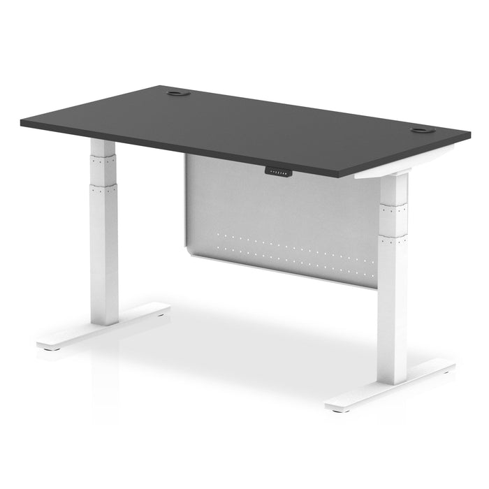 Air Height Adjustable Black Series Desk with Cable Ports with Steel Modesty Panel