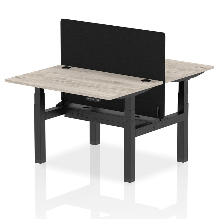 Air Back-to-Back Height Adjustable Bench Desk - 2 Person with Black Straight Screen