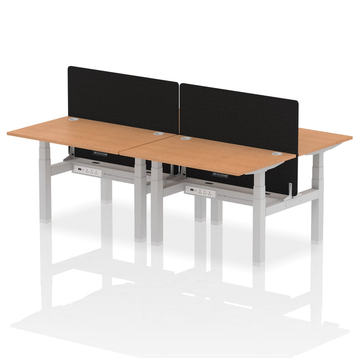 Air Back-to-Back Height Adjustable Bench Desk - 4 Person with Black Straight Screen