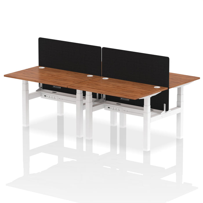 Air Back-to-Back Height Adjustable Bench Desk - 4 Person with Black Straight Screen