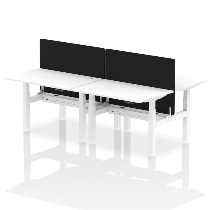 Air Back-to-Back Height Adjustable Bench Desk - 4 Person with Black Straight Screen