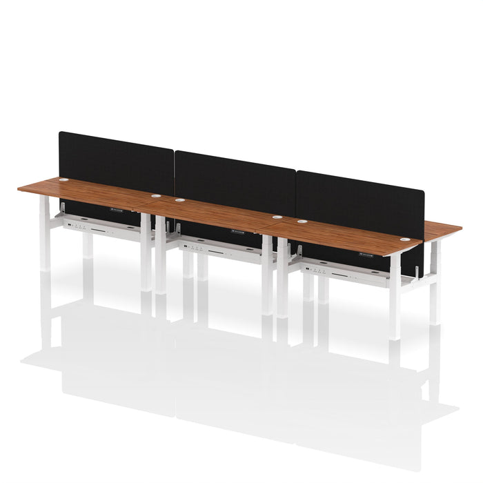 Air Back-to-Back Slimline Height Adjustable Bench Desk - 6 Person with Black Straight Screen