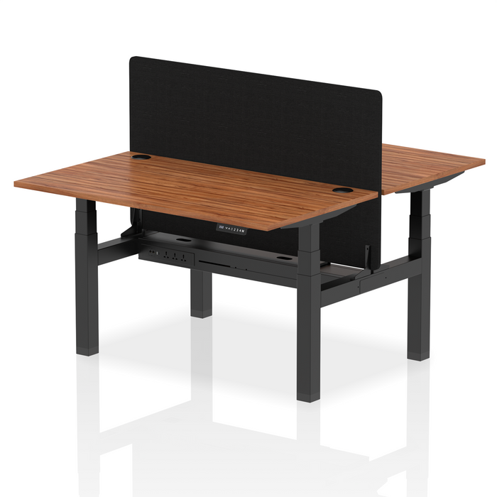 Air Back-to-Back Height Adjustable Bench Desk - 2 Person with Black Straight Screen