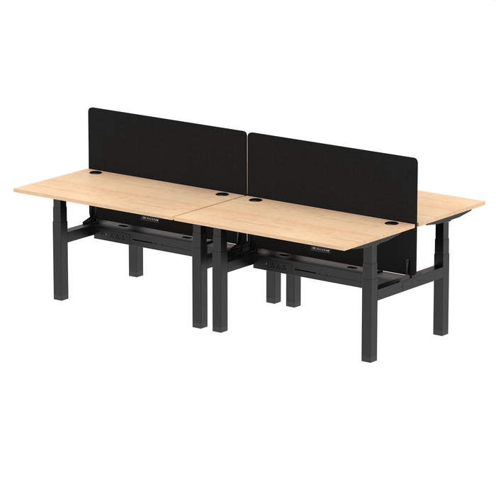 Air Back-to-Back Height Adjustable Bench Desk - 4 Person with Black Straight Screen