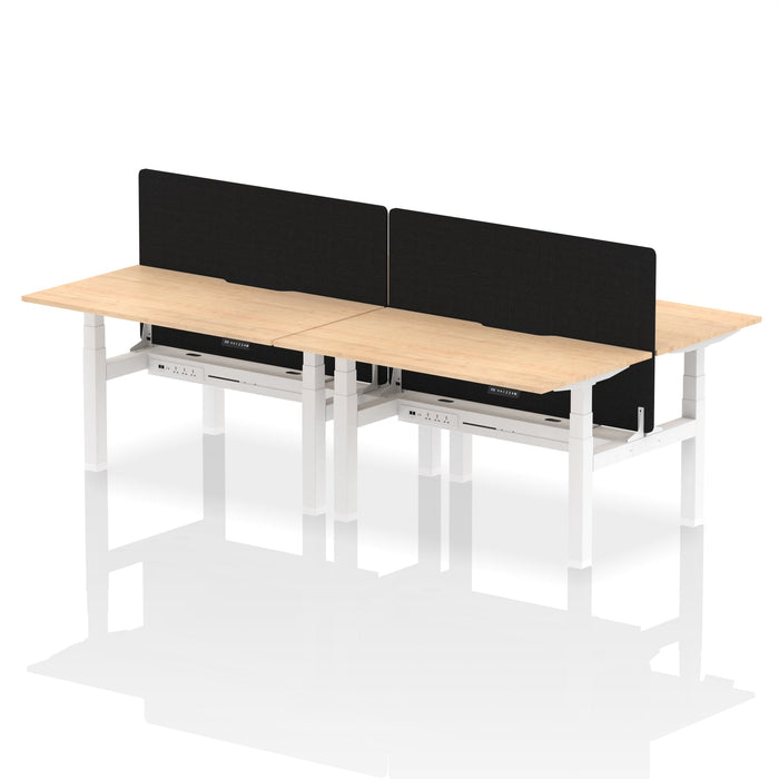 Air Back-to-Back Scalloped Edge Height Adjustable Bench Desk - 4 Person with Black Straight Screen