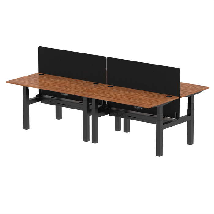 Air Back-to-Back Height Adjustable Bench Desk - 4 Person with Black Straight Screen