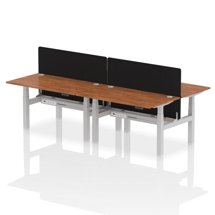 Air Back-to-Back Height Adjustable Bench Desk - 4 Person with Black Straight Screen