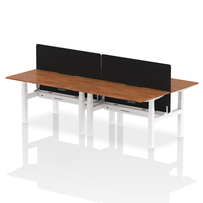 Air Back-to-Back Scalloped Edge Height Adjustable Bench Desk - 4 Person with Black Straight Screen