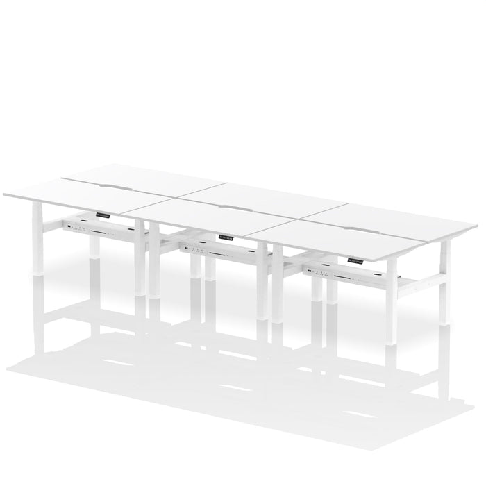 Air Back-to-Back Scalloped Edge Height Adjustable Bench Desk - 6 Person