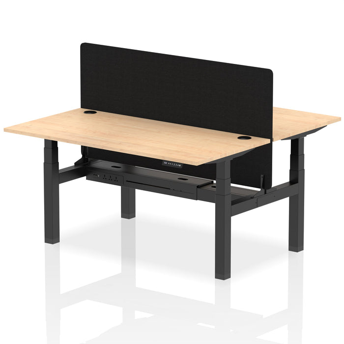 Air Back-to-Back Height Adjustable Bench Desk - 2 Person with Black Straight Screen