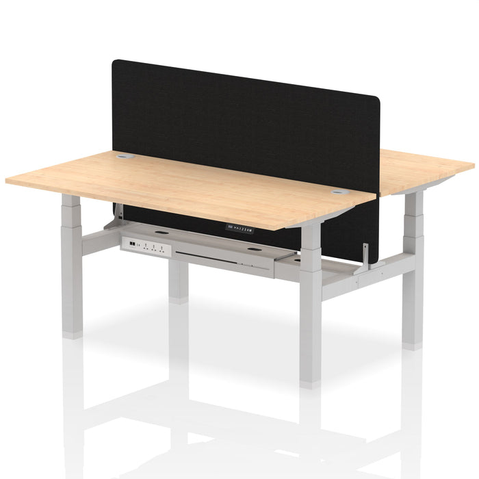 Air Back-to-Back Height Adjustable Bench Desk - 2 Person with Black Straight Screen