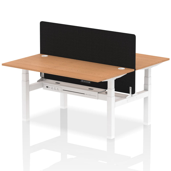 Air Back-to-Back Height Adjustable Bench Desk - 2 Person with Black Straight Screen