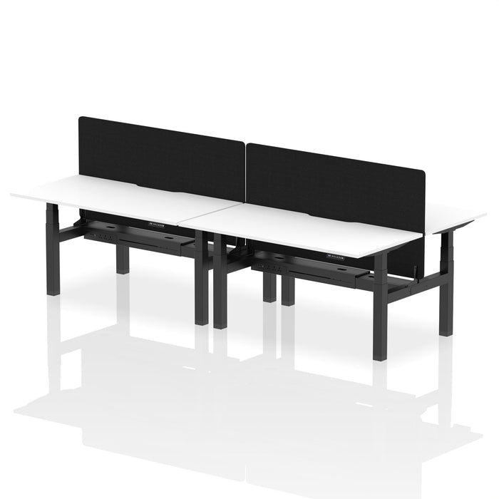 Air Back-to-Back Scalloped Edge Height Adjustable Bench Desk - 4 Person with Black Straight Screen