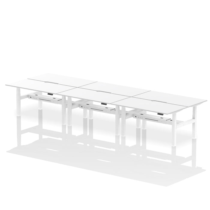 Air Back-to-Back Scalloped Edge Height Adjustable Bench Desk - 6 Person